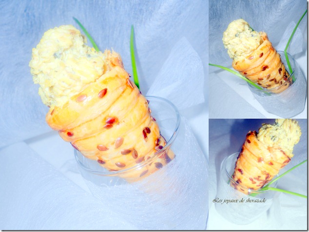 cornet au creme de poulet, fromage et curry