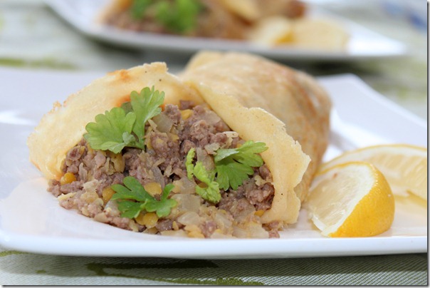 crepe au veau et aux lentille
