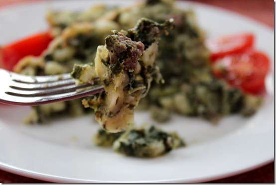 gratin de pâtes aux épinards