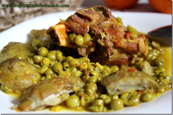 recette de cuisine algerienne, tajine aux petits pois, mar9a مرقة جلبانة بالقرنون