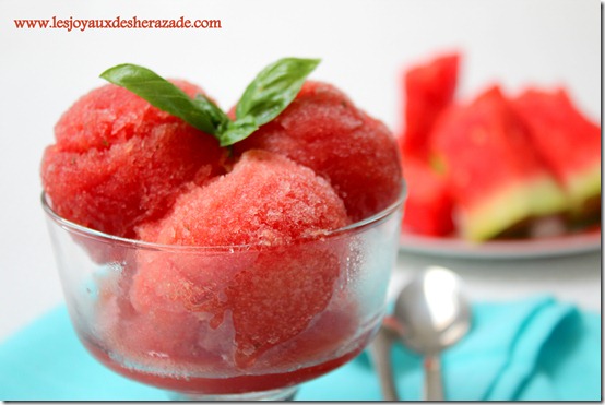 Sorbet à la pastèque et au basilic