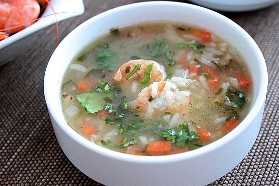 Soupe de crevettes, riz