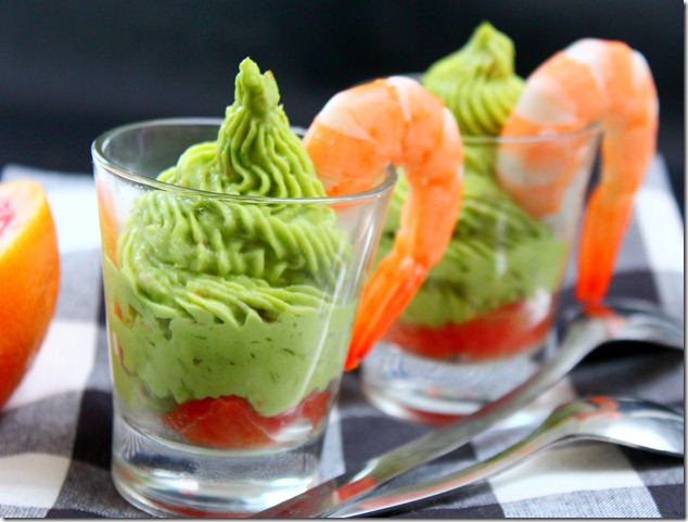 Verrine avocat crevettes pamplemousse rose