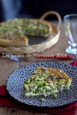 Flan aux champignons et petits pois 