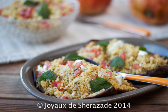 Chermoula d'aubergine rôtie au couscous