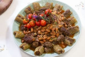 tajine algérien/ Loubia fsassa-cardons farcis