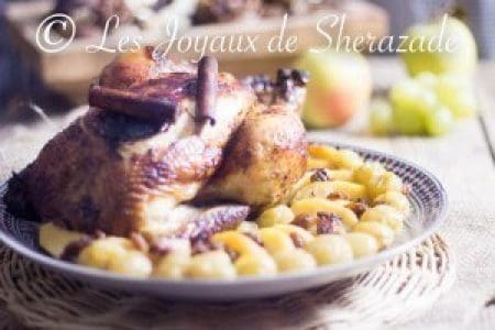 Poulet rôti aux pommes et aux raisins