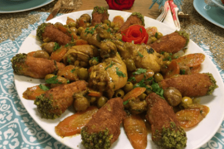 Tajine aux olives au cornet de poulet