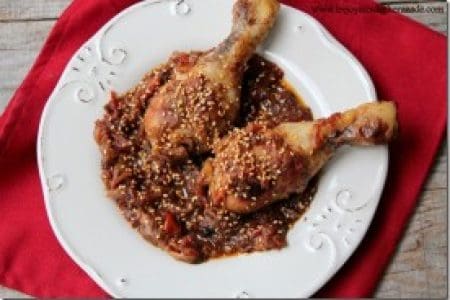 Tajine de poulet aux tomates et au miel